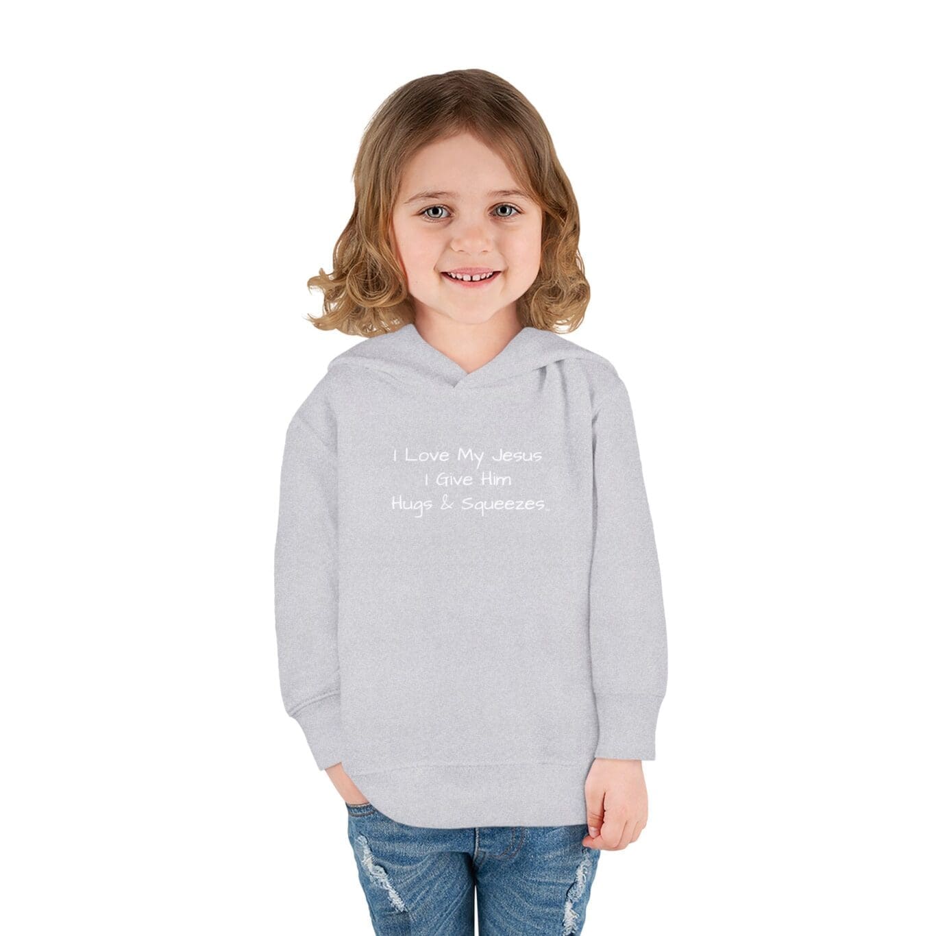 I Love My Jesus I Give Him Hugs & Squeezes Toddler Pullover Fleece Hoodie TM - Image 9