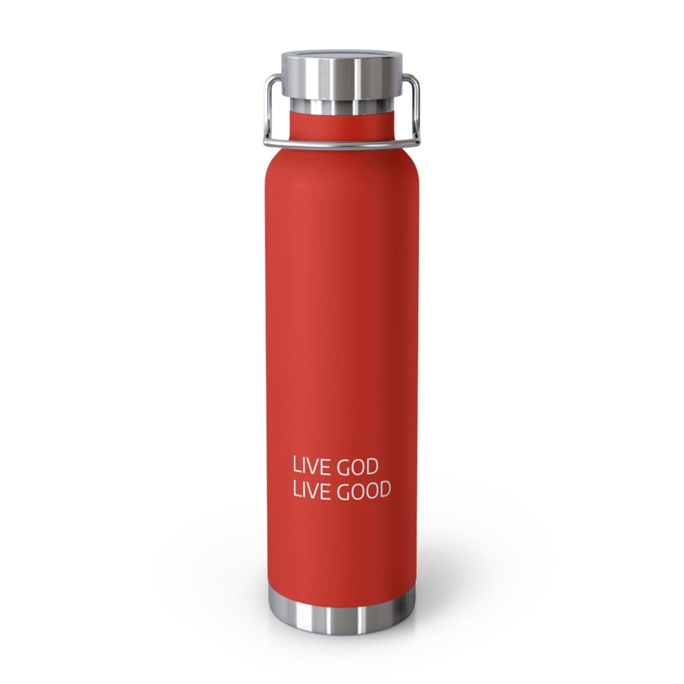 Copper Vacuum Insulated Bottle, 22oz LIVE GOD LIVE GOOD White Letters TM - Image 2