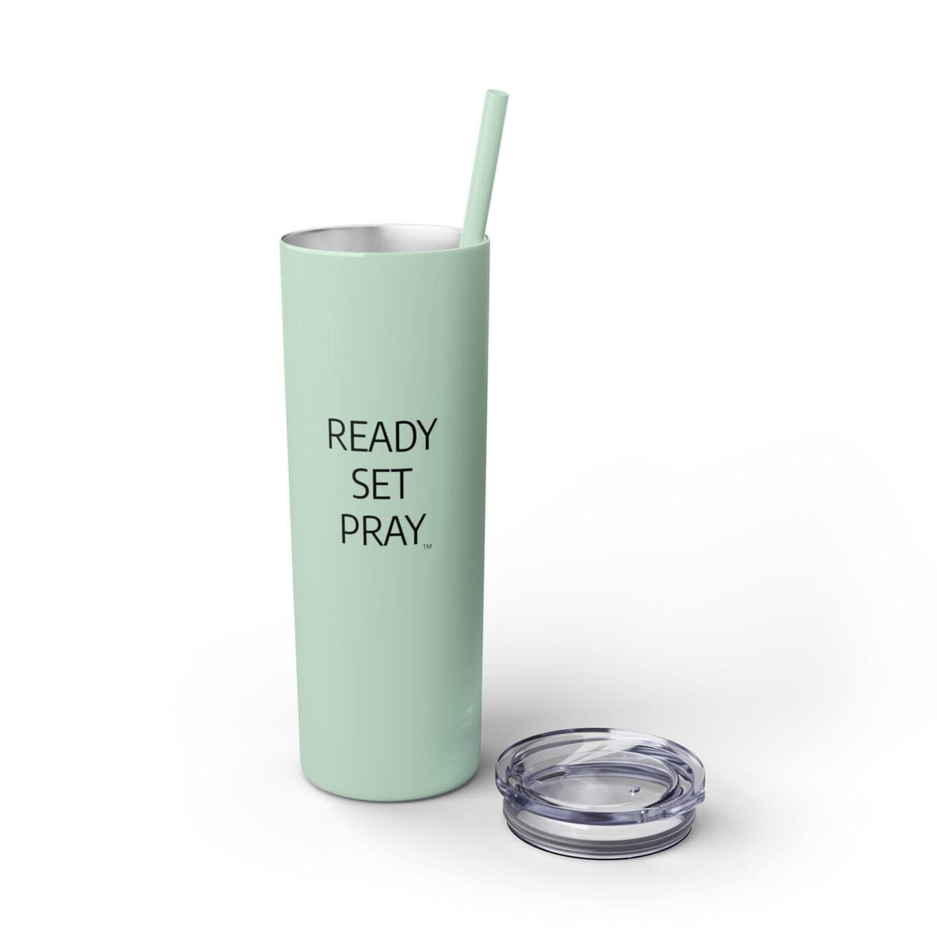 Cup Skinny Tumbler with Straw, 20oz READY SET PRAY TM - Image 2