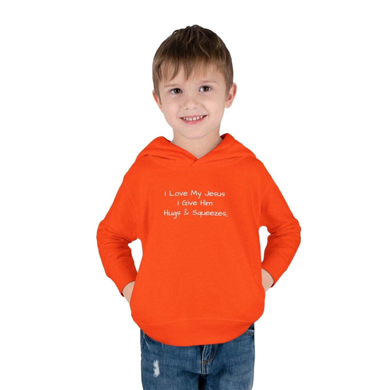 I Love My Jesus I Give Him Hugs & Squeezes Toddler Pullover Fleece Hoodie TM - Image 5