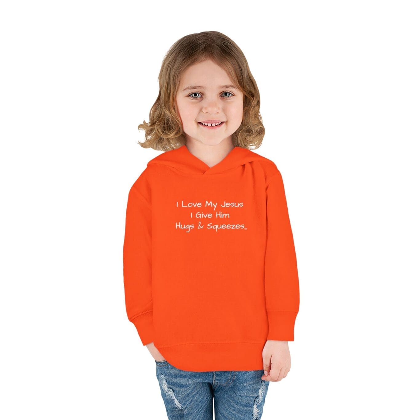 I Love My Jesus I Give Him Hugs & Squeezes Toddler Pullover Fleece Hoodie TM - Image 6