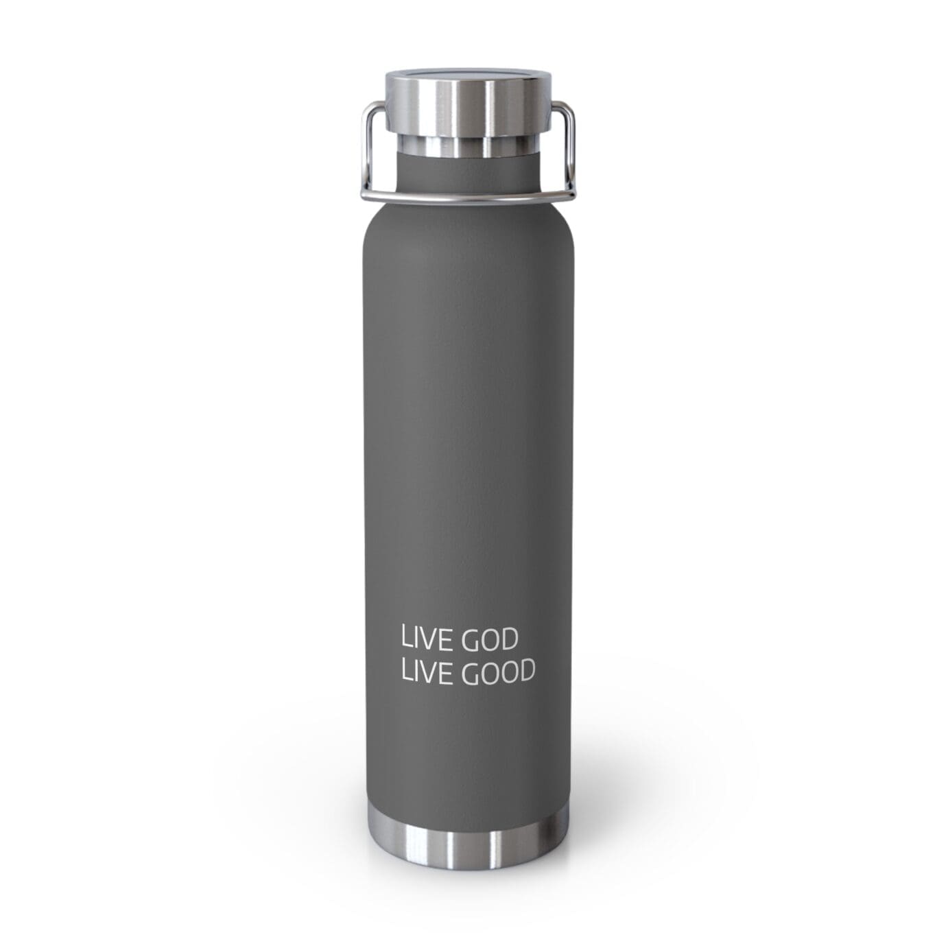 Copper Vacuum Insulated Bottle, 22oz LIVE GOD LIVE GOOD White Letters TM - Image 3